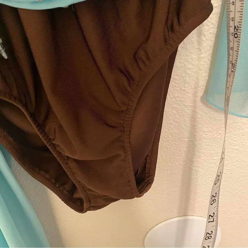 Glamour solo dance costume stoned brown aqua blue lyrical dress MA-Medium adult
